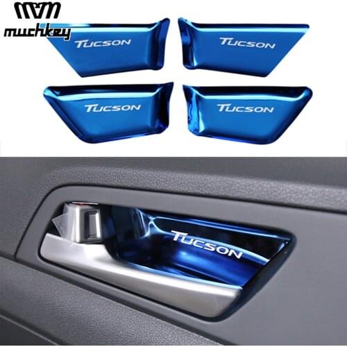For Hyundai Tucson 2015 2016 Car Door Handle Armrest Internal Stainless Steel Trim Sticker Decoration Cover Car-Styling 4Pcs