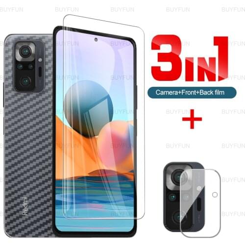 For Xiaomi Redmi Note 10 Pro Lite 10X 5G Back Fiber soft film + Front Tempered Glass For Mi 10T Pro Lite Camera Safety Film
