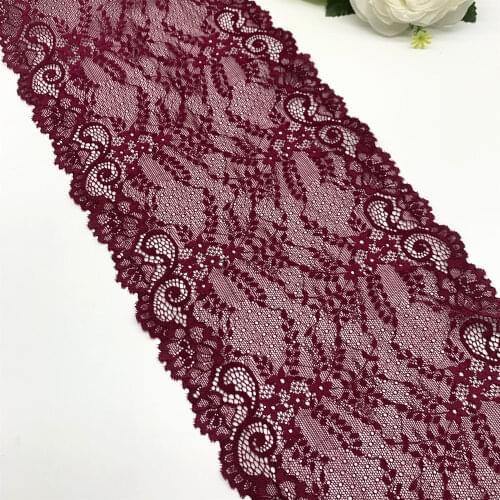 3y/lot 20cm Stretch Elastic Lace Fabric BurgundyDIY Crafts Sewing Supplies Decoration Accessories For Bikini Underware Lace Trim