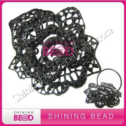 Elegant diamante gem rhinestone napkin ring,free shipping.new arrival rhinestone black rose napkin ring