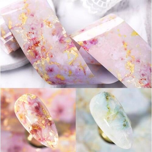 Marble Series Nail Foils Decorations DIY Transfer Sticker Pink Blue Foils Decals Nails Art Design Accessories 4*120cm