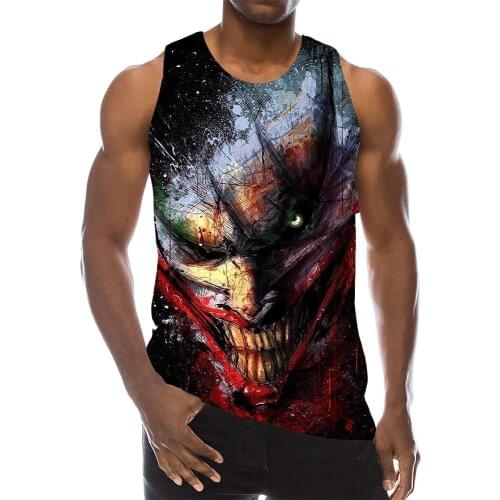 Mens Skeleton Graphic Skull Sleeveless 3D Top Holiday Tees Horror Tanks Womens Boys Streetwear 2021new