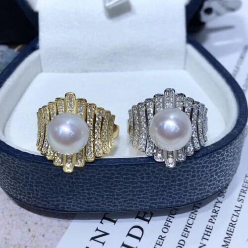 New Exquisite 925 Sterling Silver Finger Ring Settings Adjustable Ring Findings Jewelry Parts Fittings Accessories for Pearls