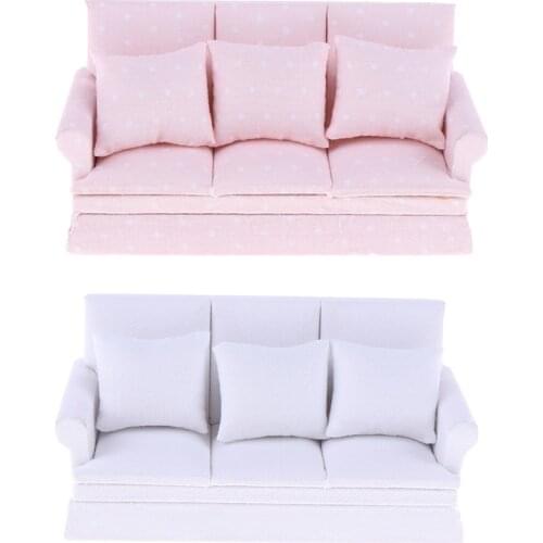 New 1/12 Dollhouse Sofa with Back Cushion Mini Sofa Chair Furniture Model Toys for Doll House Decoration Miniature Accessories
