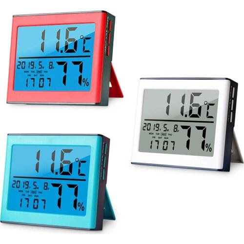 2020 Multi-function Electronic Thermometer Hygrometer Digital Backlight Large Screen Weather Station Indoor Outdoor Clock