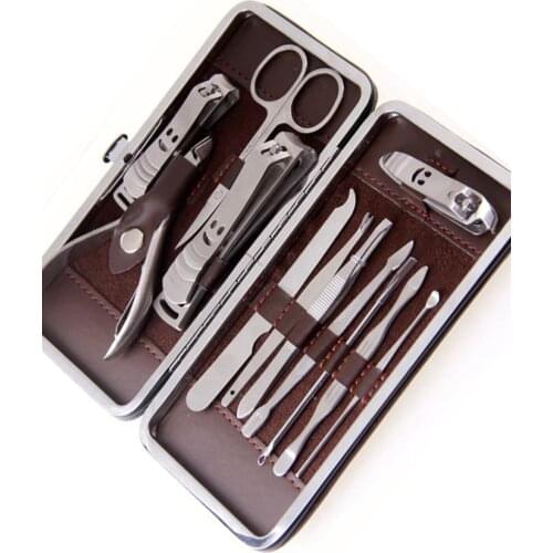 Ruba Manicure Pedicure Set 12 Pieces Steel Nail Care Set With Bag Women Beauty Hand Care