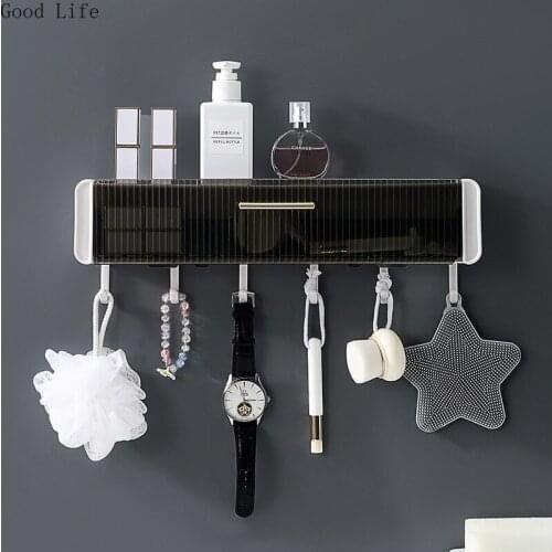 Wall-mounted Storage Rack Free Perforated Door Rear Shelf Drawer Type Multi-hook Kitchen Bathroom Drainable Storage Shelf