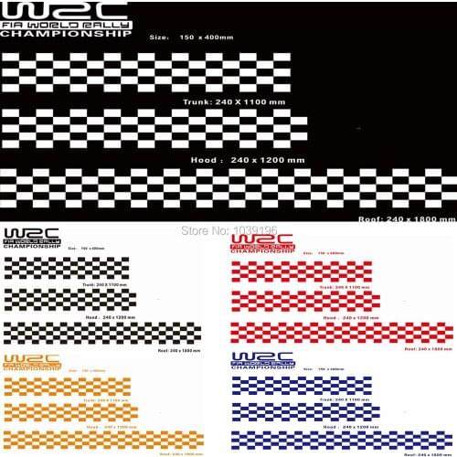 New WRC FIA World Rally Championship Stripe Set Car Hood Roof Trunk Vinyl Sticker Racing Rally Sports PVC Decal Car Accessories