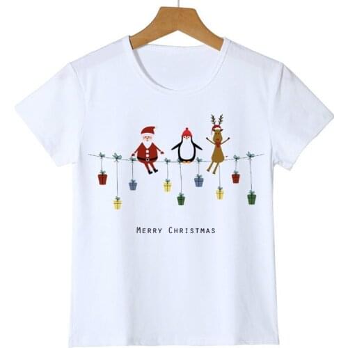 New Cartoon Christmas Baby Boys Santa Claus T Shirts Penguin Elk Children Kids Shirt Christmas Costume Gift Girls Top Tee