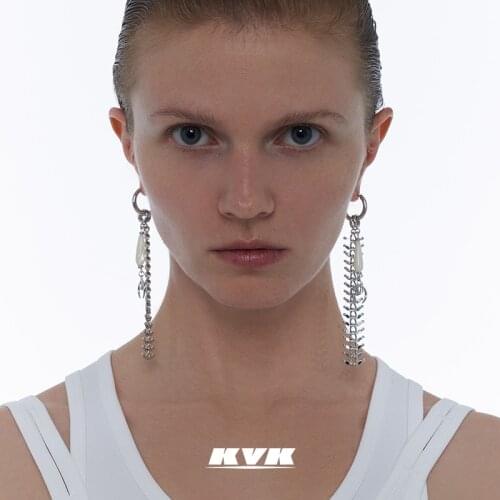 KVK2021 new fish bone chain water drop drop earrings niche design high-end fashion earrings jewelry