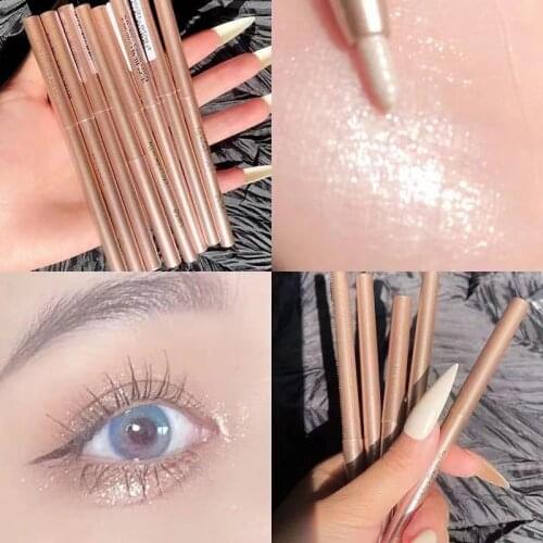 Pearlescent Shimmer Glitter Eyeshadow Pencil Shiny Diamond Gel Eye Shadow Pen Metallic Highlighter Pencil Eye Shadow Sticker
