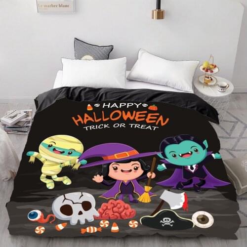 3D Duvet Cover 200*200/Queen/Double,Bed Blanket/Comforter/Quilt case,Bedding for Kids/baby/children 220x240 Black Halloween