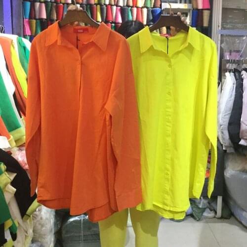 Casual Cotton Regular Solid Full None Korean 2019 Spring New Candy Color Shirt Female Loose Bright Woman Blouse Women