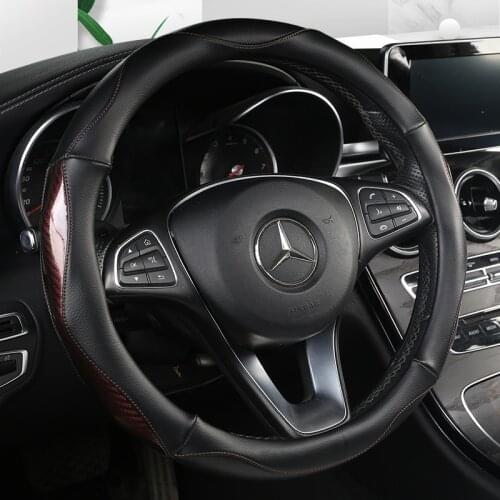 Anti Slip Car Carbon Fiber Steering Wheel Cover for Mercedes Ben AMG 38cm Models A C CLA E GLA GLC GLE S B CLS Class Accessories