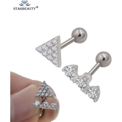 1Pc New Fashion 3A Crystal Cartilage Earrings 16G Surgical Steel Ear Helix Cartilage Piercing Rings For Women Men Body Jewelry