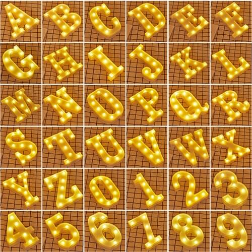 Luminous Letter Night Led Light Creative 26 English Alphabet Number Led Lamp Battery Romantic Wedding Party Decoration Drop Ship