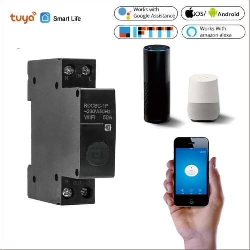 Tuya 1P 18mm WiFi Smart Circuit Breaker Switch with Alexa google home for Smart Home