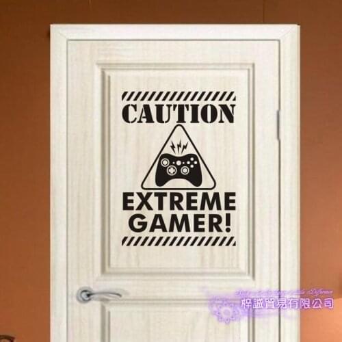 Caution Game Wall Sticker Video Play Game Room Decal Gaming Gamer Vinyl Wall Decals Decor Mural Video Game Car Decal