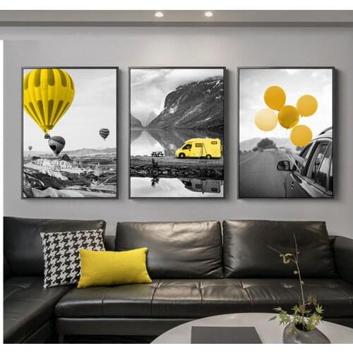 Yellow balloon car Diamond Embroidery diy Handmade 3pcs Diamond Painting landscape Needlework Mosaic Cross Stitch Decor WW035