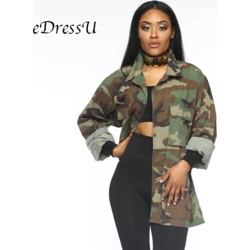 Women Military Camouflage Jacket Hot Green Fatigues Long Coat Loose Casual Daily Army Battle Jungle Garment ME-Q045