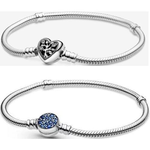 Original 925 Sterling Silver Heart Shaped Life Tree Clasp Pan Bracelet For Women Wedding Gift Fashion Jewelry