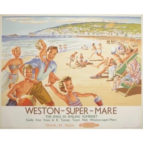 Custom Tin Sign Weston-super-mare Somerset Britsh Railways Vintage Travel Advertising Metal Tin Sign Wall Plaque