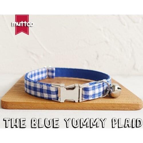 10pcs/lot MUTTCO Retailing self-design high quality personalized collar THE BLUE YUMMY PLAID adjustable 2 sizes UCC046