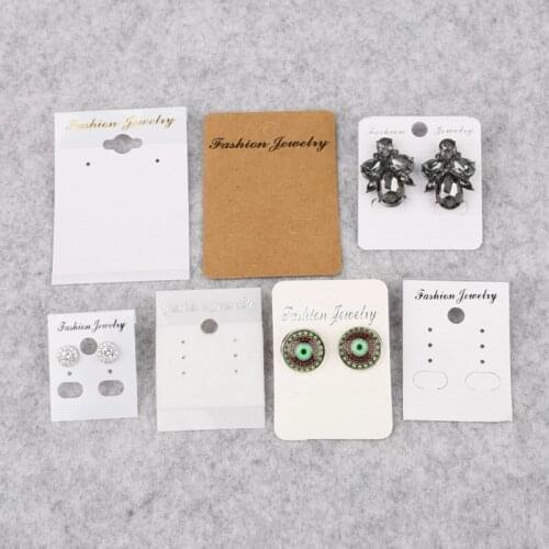 100pcs Multi size White/Brown Paper card for Earring Jewelry Display Cards Packaging Fashion Jewelry