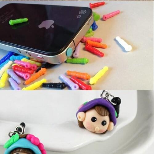 100pcs multicolor Plastic dust plug 3.5mm earphones accessories DIY phone Pendant parts for iphone samsung Dustproof Plug Caps