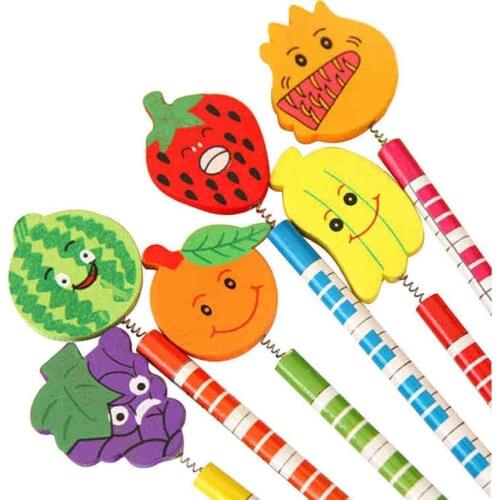 12 pcs/lot Novelty Fruit Design Standard Pencils Cute Cartoon Wood Black HB Pencil Kids Student School Stationery Supplies