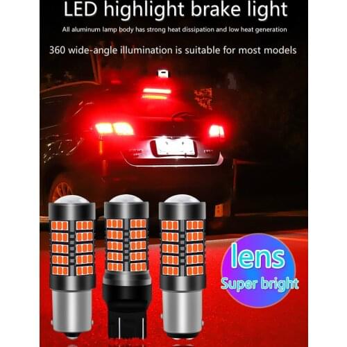 2pcs 12VCar LED Lights Red Strobe Flash Auto Brake Light 1157 BAY15D T20 7443 LED Bulbs 1156 BA15S P21W For Brake Reverse Light
