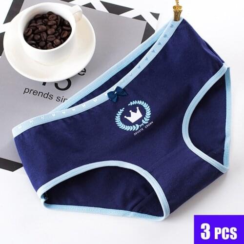 3pcs/lot Womens Briefs Comfortable Cotton Underwear Comfortable Women Sexy Lingerie Breathable Panties New Girls Briefs