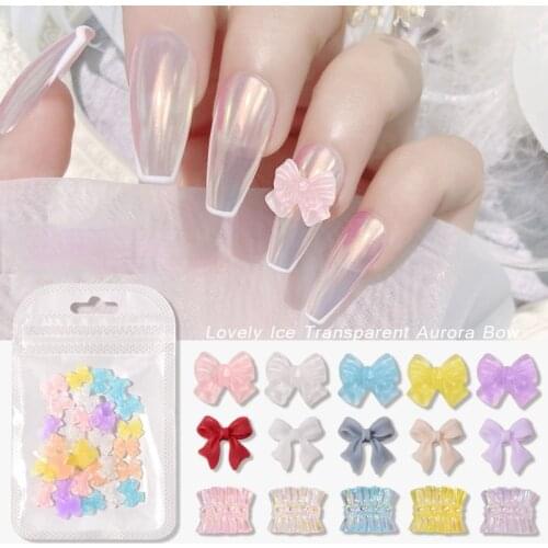 30pcs/lot nail bow jewelry accessories Aurora nail diamond three dimensional crystal glue resin bow gems