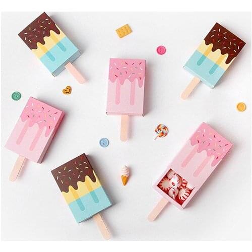 5pcs Ice Cream Shape Wedding Party Favor Boxs Candy Ice Cream Birthday Gift Box Decor for Wedding Birthday Party Drawer Gift Box