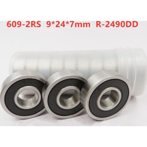 50pcs miniature ball bearing 609-2RS 9*24*7 mm R-2490DD rubber sealed deep groove ball bearing 609 2RS 609RS 9mmx24mmx7mm