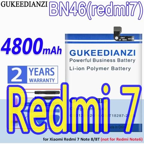 High Capacity GUKEEDIANZI Battery BN46 4800mAh for Xiaomi Redmi 7 Redmi Note 6 Note6 Note 8 Note 8T Note8 Note8T