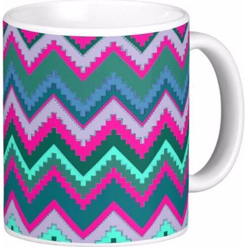 Aqua Teal Blue Pink Chevron Zig Zags White Coffee Mugs Tea Mug Customize Gift By LVSURE Ceramic Mug Travel Coffee Mugs