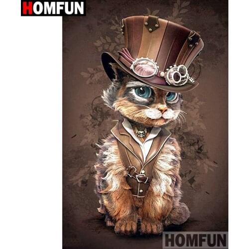 HOMFUN Full Square/Round Drill 5D DIY Diamond Painting "Cartoon animal cat" 3D Diamond Embroidery Cross Stitch Home Decor A18949