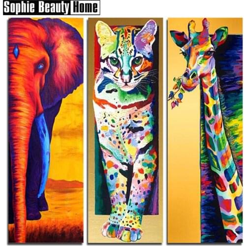 Diamond Mosaic Diamond Embroidery Cross Stitch Elephant Cat Giraffe 5D Diamond Painting Full Rhinestones Wedding Gift 188085