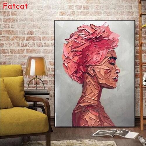 Diamond painting Abstract art, painted woman pictures for embroidery round diamond mosaic paintings wall stickers decor PP1659