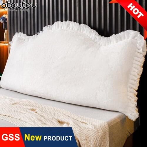 White King Size Bed Back Headboard Pillow Case Princess Cute Lace Backrest Long Pillowcase Cover Cushion Velvet Wedding Bedding