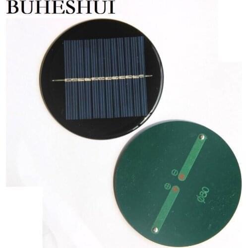BUHESHUI 0.42W 6V Solar Panel DIY Solar Battery Charger LED Light Toy Panel Polycrystalline Diameter 80MM 5pcs