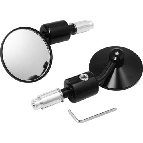 Black New Hot Motorcycle CNC Aluminum Rearview 3" Handle Bar End 7/8" Side Mirrors Round For Honda Yamaha Suzuki Cafe Racer