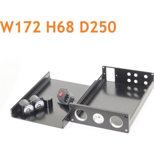 Dual Meter Power Amplifier Supply Chassis DIY Aluminum Audio Hi-Fi Box New Amp Headphone Shell PSU Case W172 H60 D250 D291