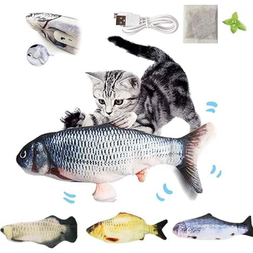 Electronic Flopping Cat Kicker Fish Toy Realistic Flopping Fish Wiggle Fish Catnip Toys Plush Interactive Cat Toys for Cat