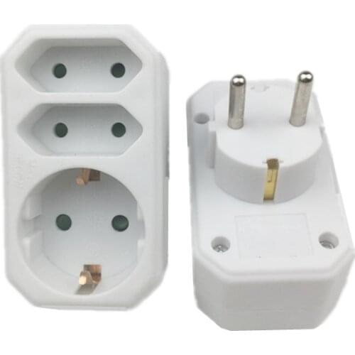 European Type Conversion Plug 1 TO 3 Way EU Standard Power Adapter Socket 16A Travel Plugs