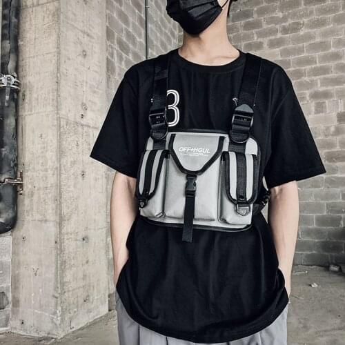 Weysfor Functional Tactical Chest Bag For Men Fashion Bullet Hip Hop Vest Streetwear Bag Waist Pack Unisex Black Chest Rig Bag