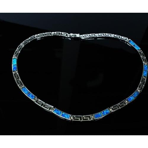 Blue Fire Opal Geometric Choker Necklace