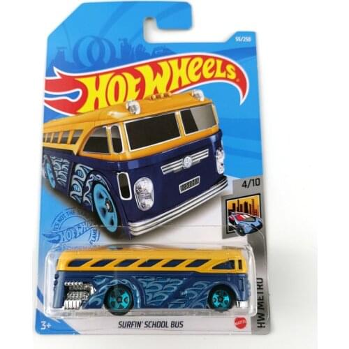 Hot Wheels 1:64 SURFIN SCHOOL BUS Edition Metal Diecast Model Cars Kids Toys Gift