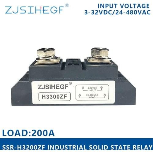 H3200ZF Solid State Relay DC to AC 200A Voltage Relay 3-32V DC to 24-680V AC SSR 200A for high voltage industrial controller